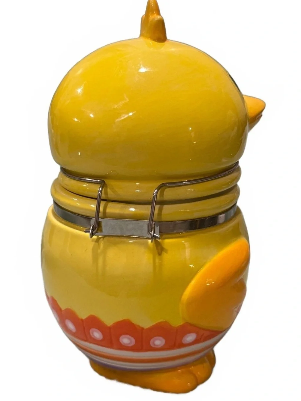 Ceramic Yellow Baby Chick Boston Warehouse Hinged Locking Lid Canister/Jar